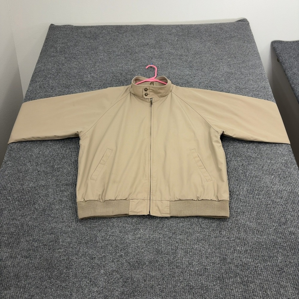 Vintage‎ Eddie Bauer Jacket Mens XL Tan Polyester Cotton Harrington Bomber Style